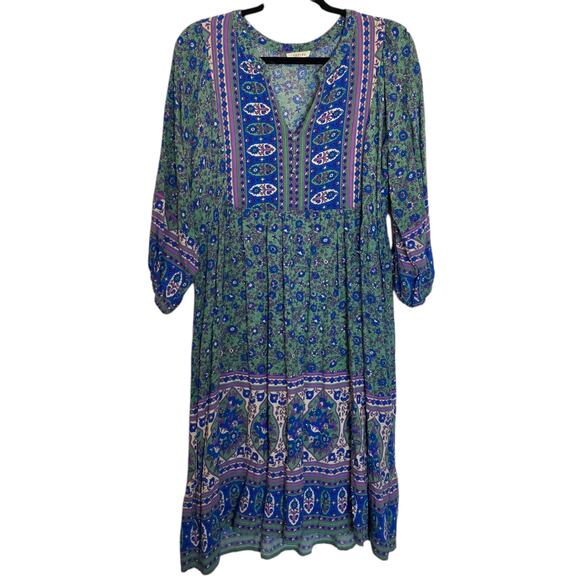 JODIFL Dresses & Skirts - Jodifl Green Floral Boho Dress - Size Large